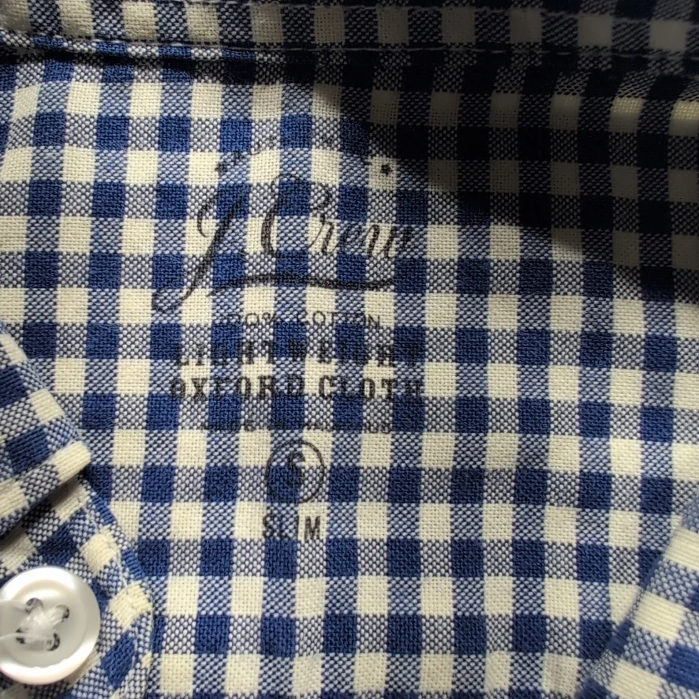 J. Crew Blue and White Casual Button Down Shirt with Gingham Pattern - Picture 7 of 7